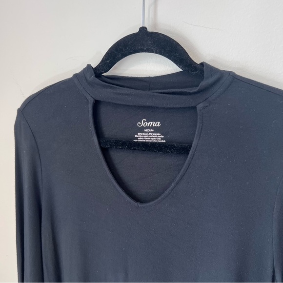 Soma Women's Black Super Soft Long Sleeve Tunic Top Shirt Neck Detail Medium - Picture 7 of 16